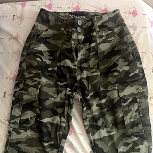 High waisted army cargo jeans